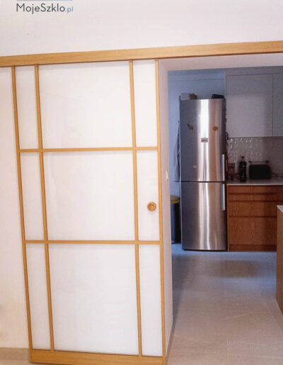 Drzwi Przesuwne Szklane W Drewnianej Ramie Loft