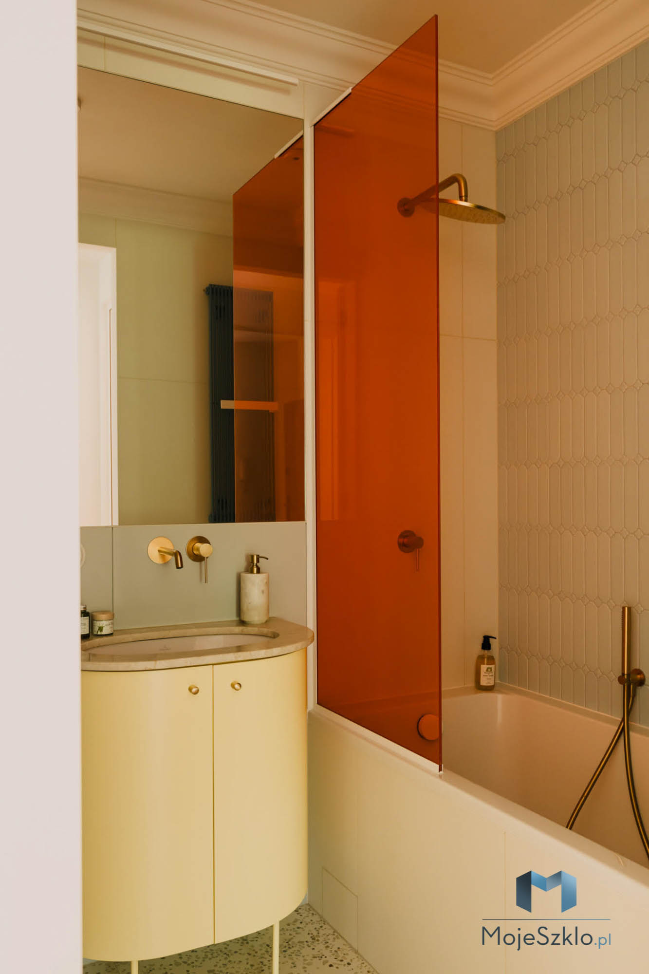 Parawan Nawannowy Pomaranczowe Kolorowe Szklo Parawan Nawannowy Pomaranczowe Kolorowe Szklo