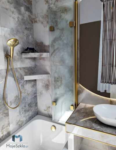 Składany Parawan Złoty Na Wanne